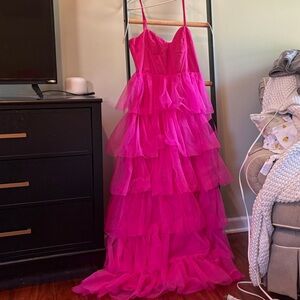 Lulu's Vibrant Pink Maxi Dress
